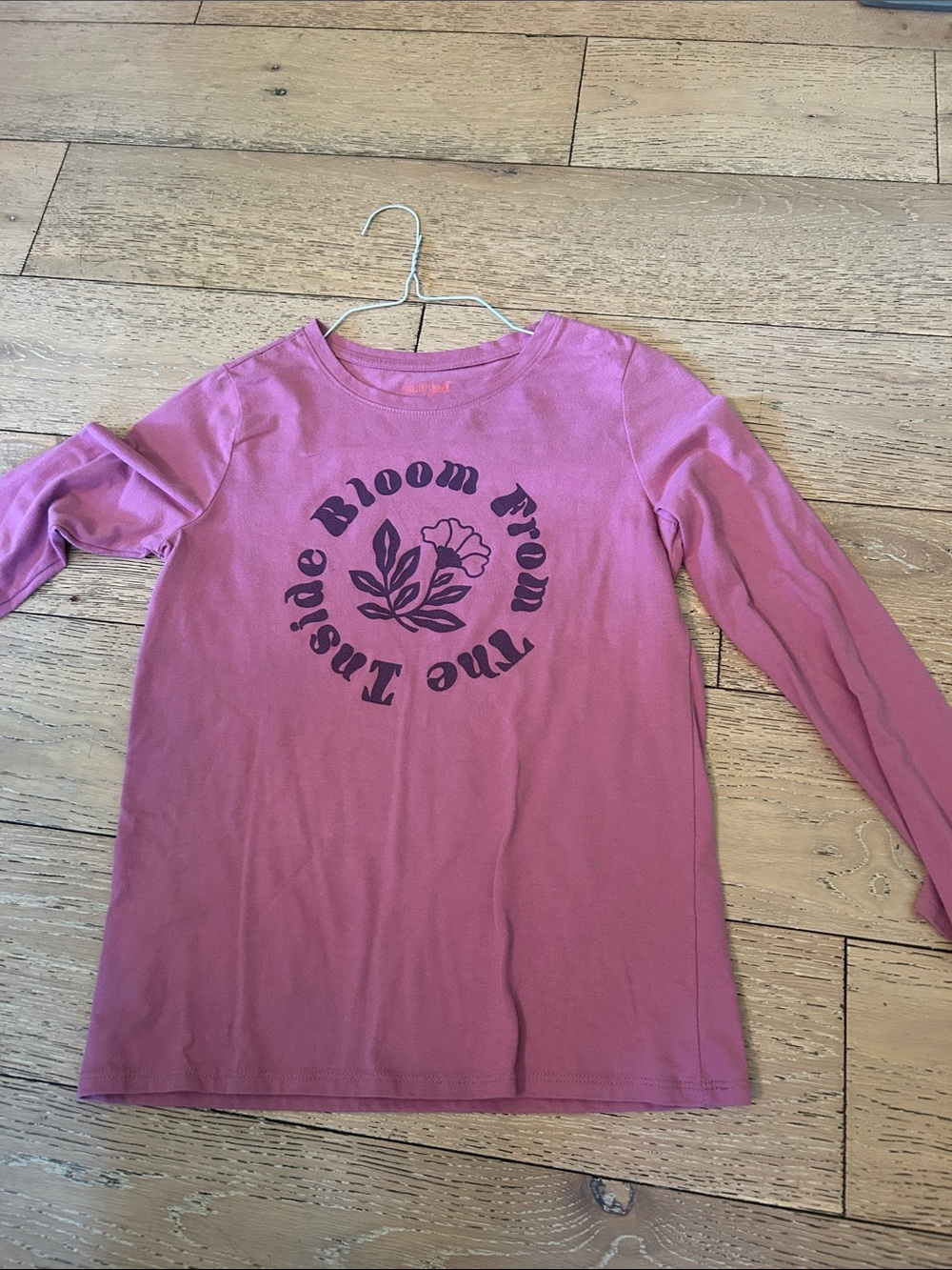 Cat & Jack Rose Pink Long Sleeve Tee with Floral Graphic